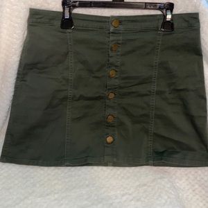 Army green button up skirt